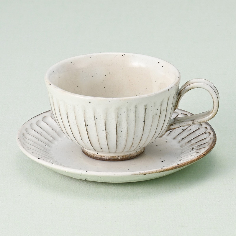 山万 66112-330 粉引ソギ目コーヒー碗皿 1個(ご注文単位1個)【直送品】