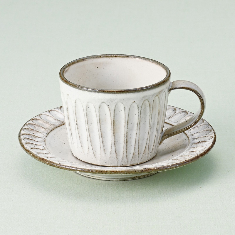 山万 66121-100 粉引しのぎコーヒー碗皿 1個(ご注文単位1個)【直送品】