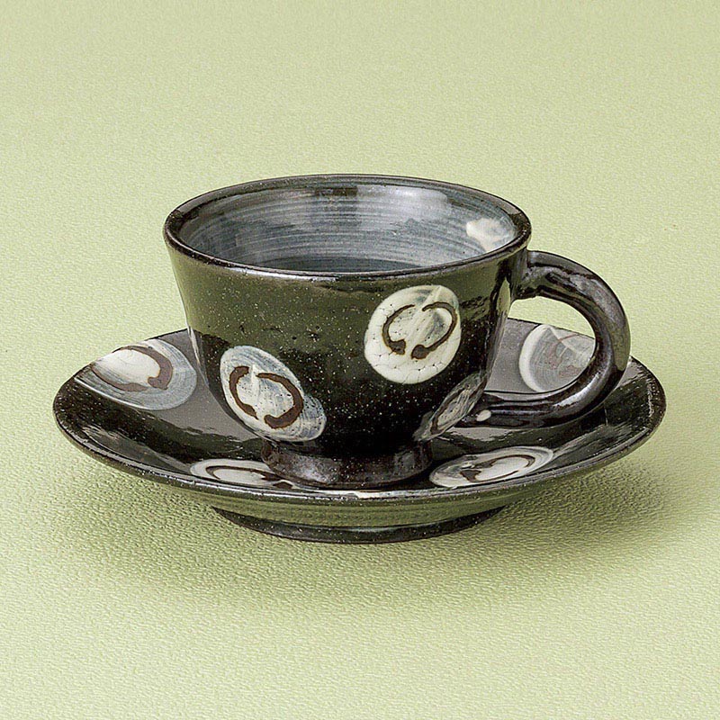山万 66127-100 黒土丸紋コーヒー碗皿 1個(ご注文単位1個)【直送品】
