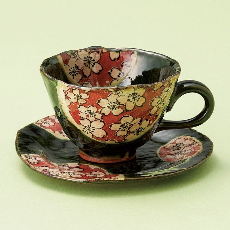 山万 66106-580 織部舞桜コーヒー碗皿 1個(ご注文単位1個)【直送品】