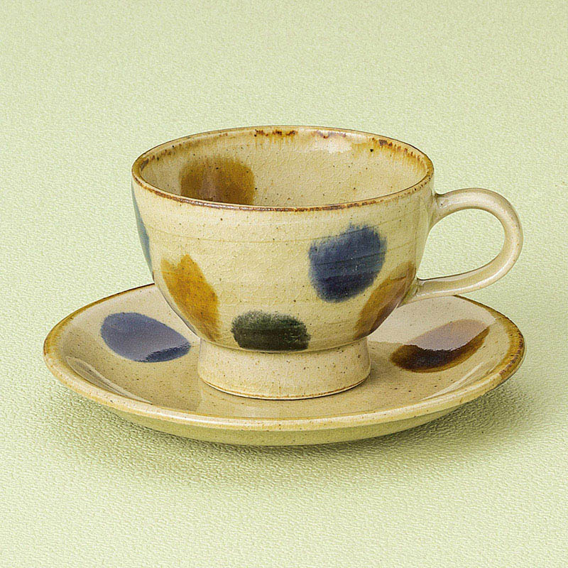 山万 66136-400 琉球三彩イエローコーヒー碗皿 1個(ご注文単位1個)【直送品】