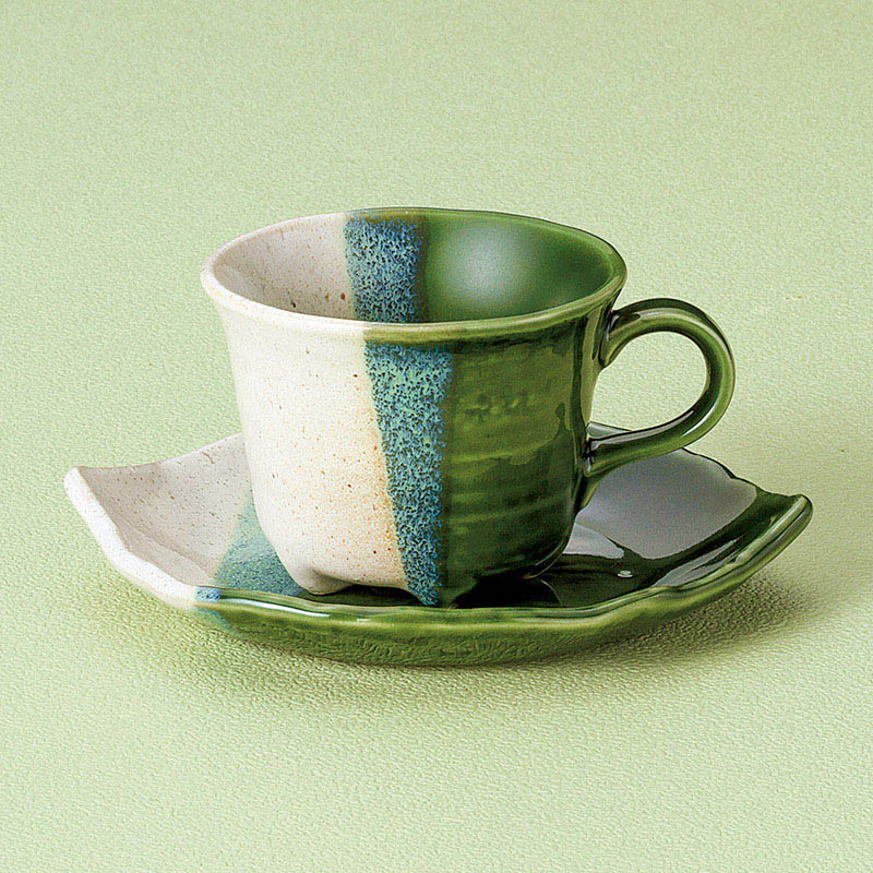 山万 65615-020 織部木ノ葉コーヒー碗皿 1個(ご注文単位1個)【直送品】