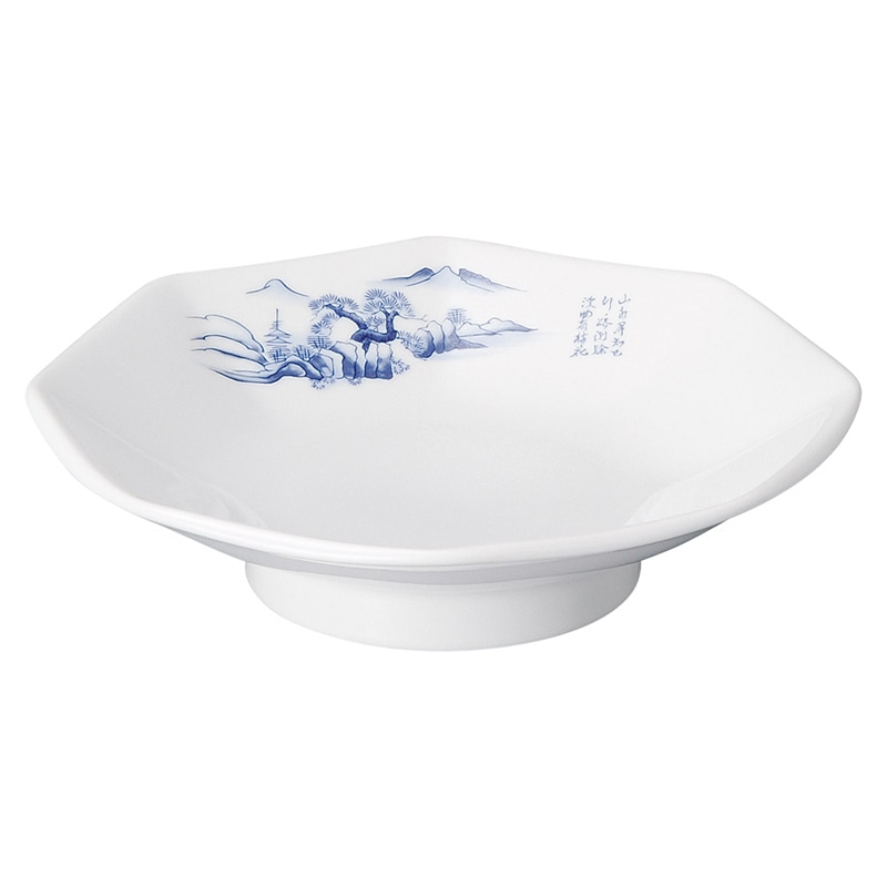 山万 69103-440 上絵山水 八角高台皿 1個（ご注文単位1個）【直送品】