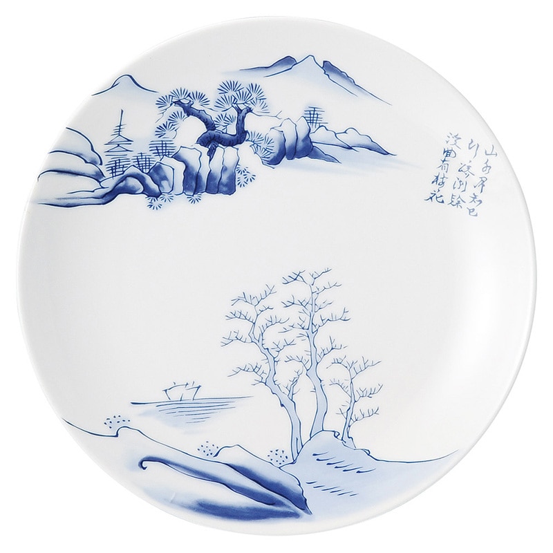 山万 69114-440 上絵山水 8吋メタ丸皿 1個（ご注文単位1個）【直送品】