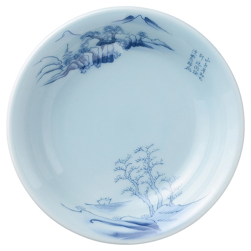 山万 68966-440 青磁上絵山水 5 1/2取皿  1個（ご注文単位1個）【直送品】
