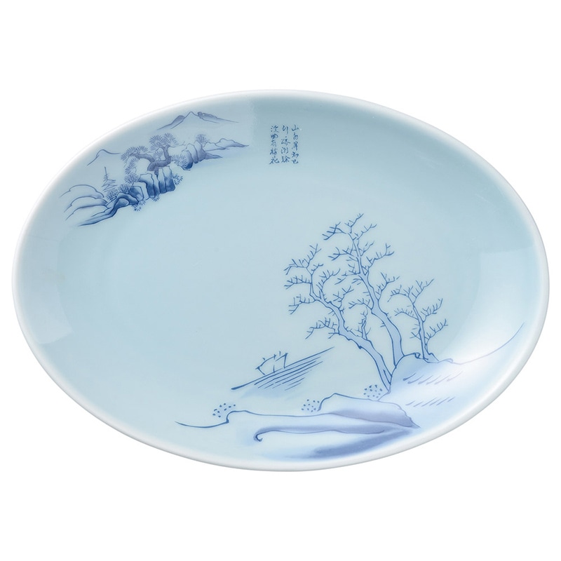 山万 68967-440 青磁上絵山水 9吋メタプラター 1個（ご注文単位1個）【直送品】