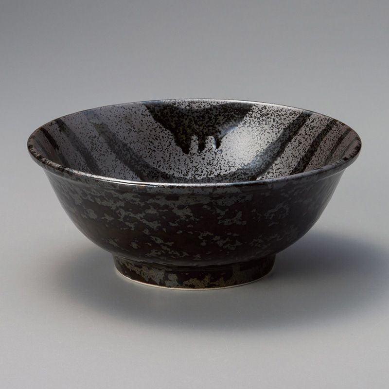 山万 71427-020 流彩黒ライン6.8高台丼 1個（ご注文単位1個）【直送品】