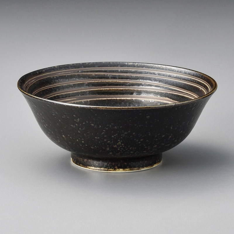 山万 71429-190 黒イラボらいん6.0めん鉢 1個（ご注文単位1個）【直送品】