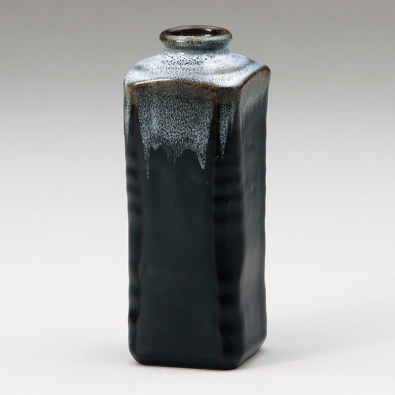 山万 80010-190 黒白流し角ソギ花瓶 1個（ご注文単位1個）【直送品】