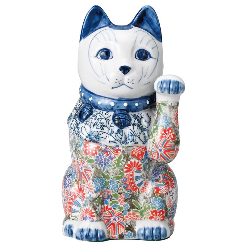 山万 80129-570 友禅磁器招き猫 小(左) 1個（ご注文単位1個）【直送品】