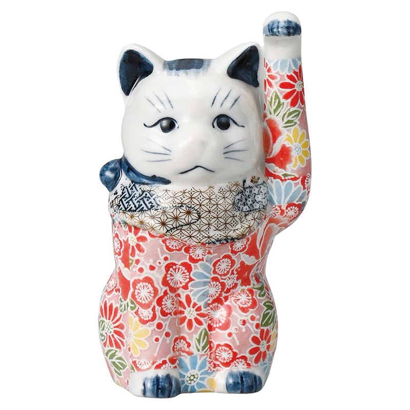 山万 80131-570 友禅磁器招き猫 4寸(左) 1個（ご注文単位1個）【直送品】