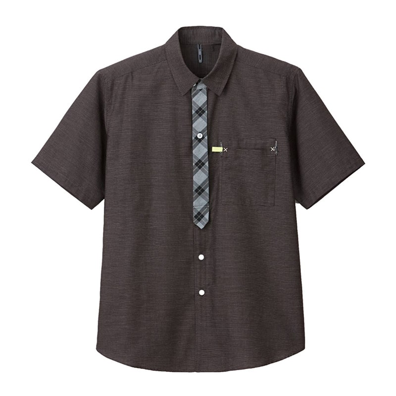 カーシーカシマ 半袖シャツ 男女共用 LL ブラウン CSY124 1枚(ご注文単位1枚)【直送品】