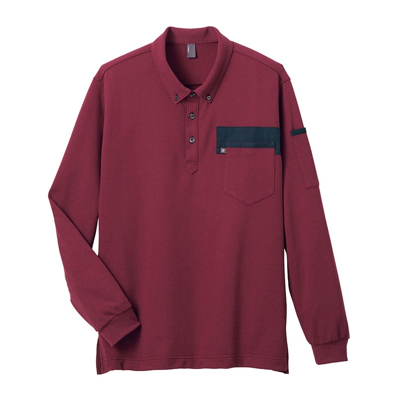 カーシーカシマ 長袖ポロシャツ 男女共用 L ワイン CWP171 1枚（ご注文単位1枚）【直送品】