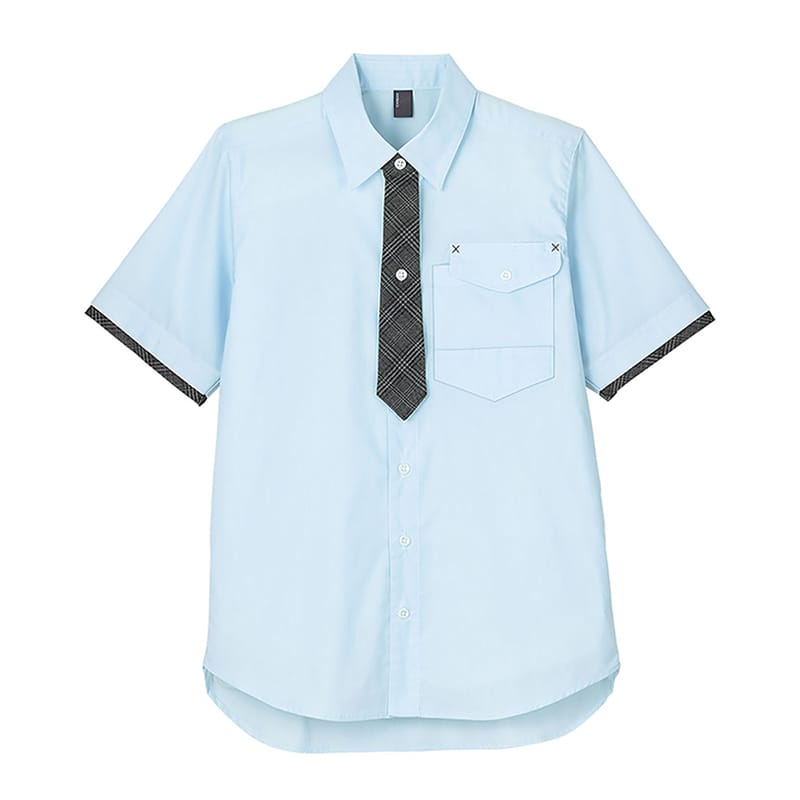 カーシーカシマ ストレッチ半袖シャツ 男女共用 S サックス CSY199 1枚（ご注文単位1枚）【直送品】