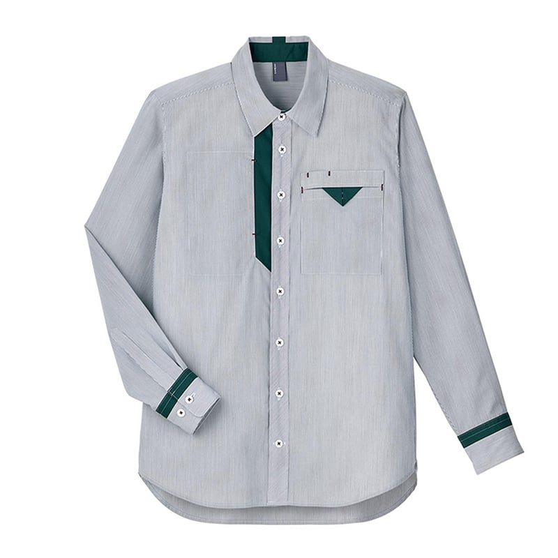 カーシーカシマ ストレッチ長袖シャツ 男女共用 3L グレー CWY203 1枚(ご注文単位1枚)【直送品】