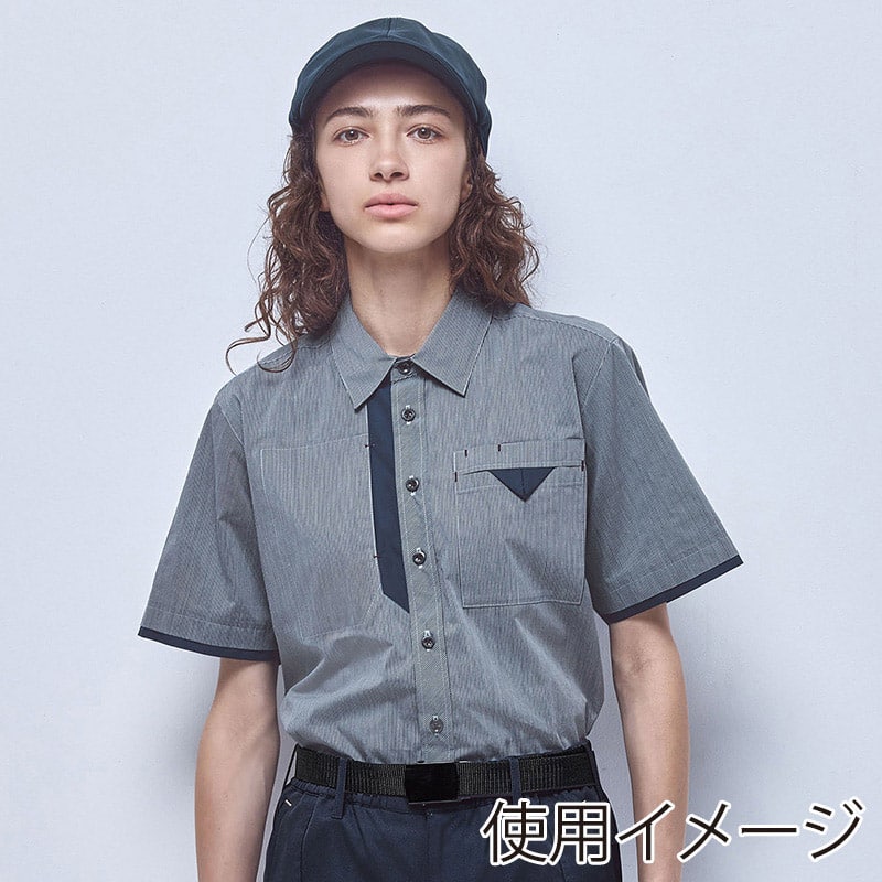 カーシーカシマ ストレッチ半袖シャツ 男女共用 S ネイビー CSY204 1枚(ご注文単位1枚)【直送品】