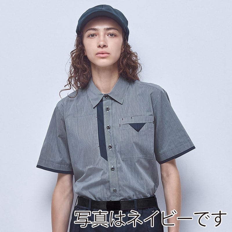 カーシーカシマ ストレッチ半袖シャツ 男女共用 L グレー CSY204 1枚（ご注文単位1枚）【直送品】