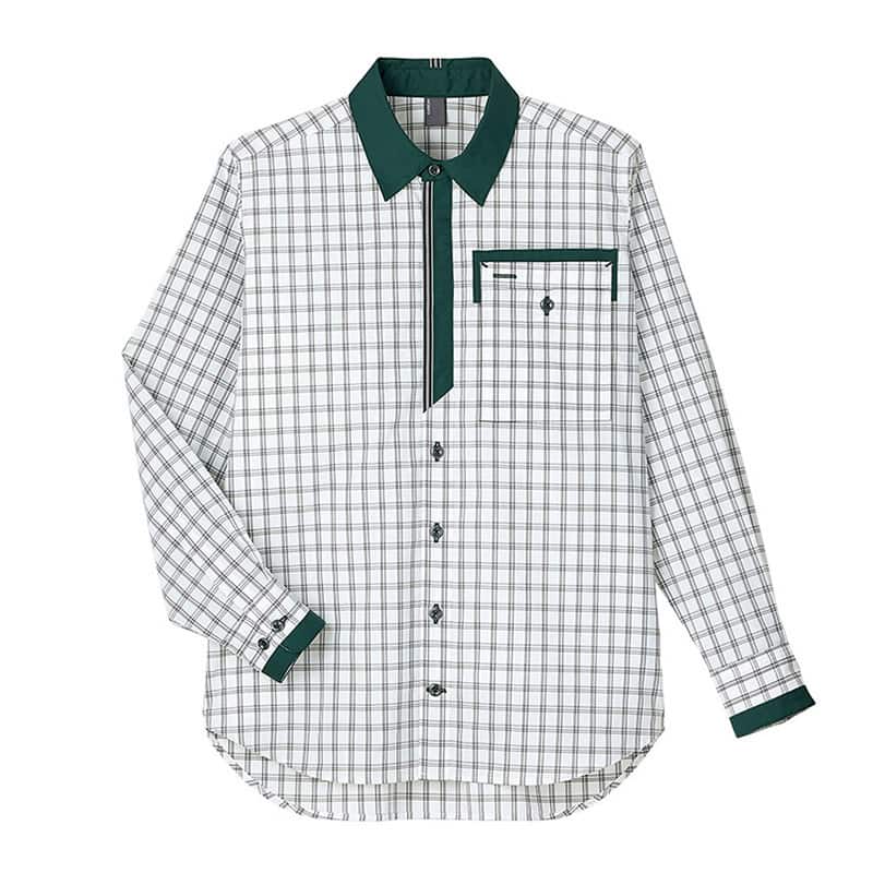 カーシーカシマ チェック長袖シャツ 男女共用 S グリーン CWY205 1枚(ご注文単位1枚)【直送品】