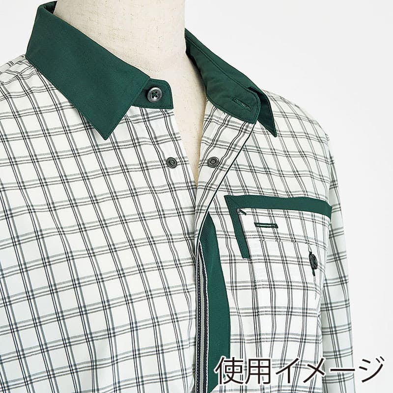 カーシーカシマ チェック半袖シャツ 男女共用 S グリーン CSY206 1枚(ご注文単位1枚)【直送品】
