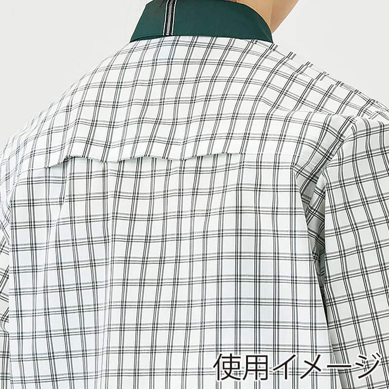 カーシーカシマ チェック半袖シャツ 男女共用 S グリーン CSY206 1枚(ご注文単位1枚)【直送品】