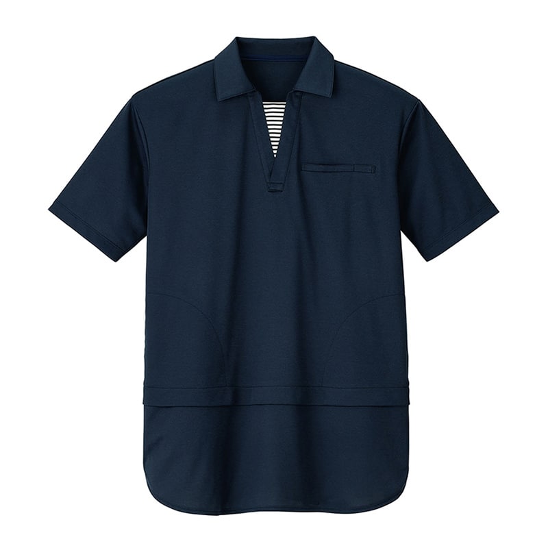 カーシーカシマ 半袖ロングポロシャツ 男女共用 S ネイビー HSP018 1枚（ご注文単位1枚）【直送品】