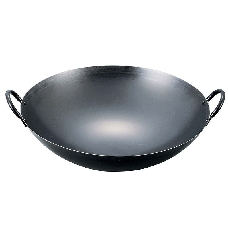 EBM　鉄ブルーテンパー　プレス　中華両手鍋 33cm  1個（ご注文単位1個）【直送品】