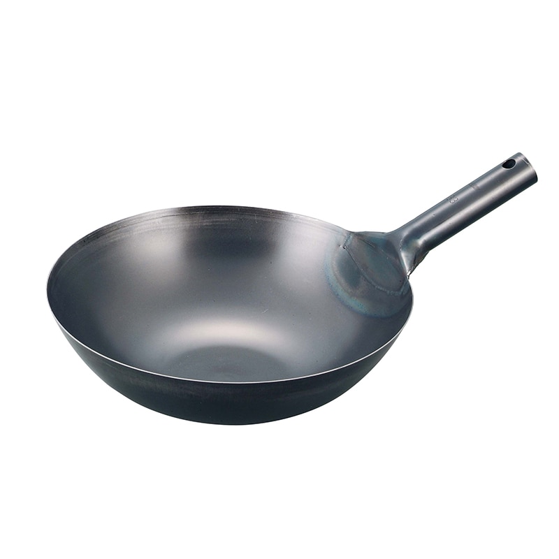 EBM　鉄ブルーテンパー　プレス　中華片手鍋 36cm  1個（ご注文単位1個）【直送品】