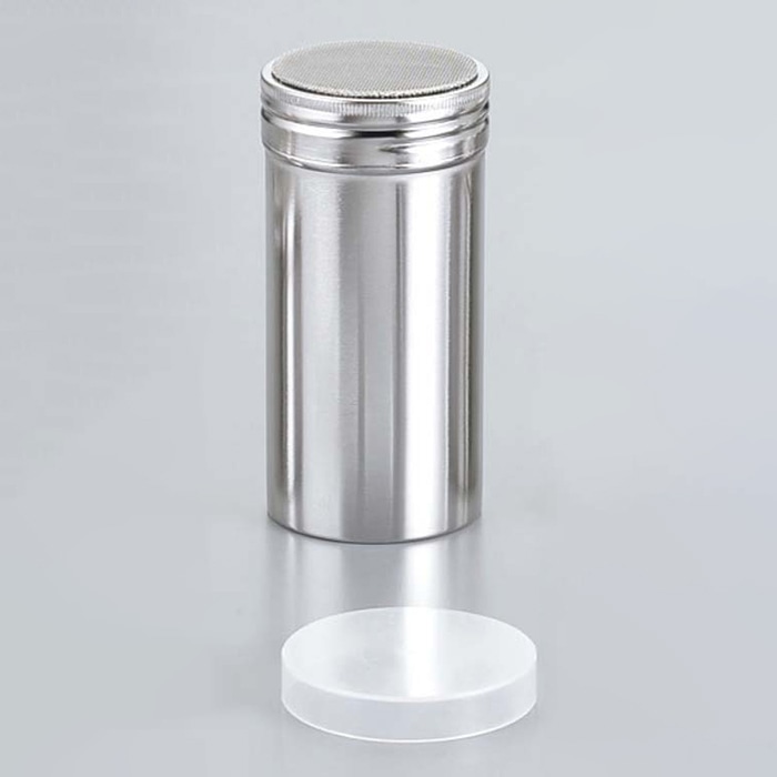 18-8　パウダー缶（アクリル蓋付）ロング φ55×115  1個（ご注文単位1個）【直送品】