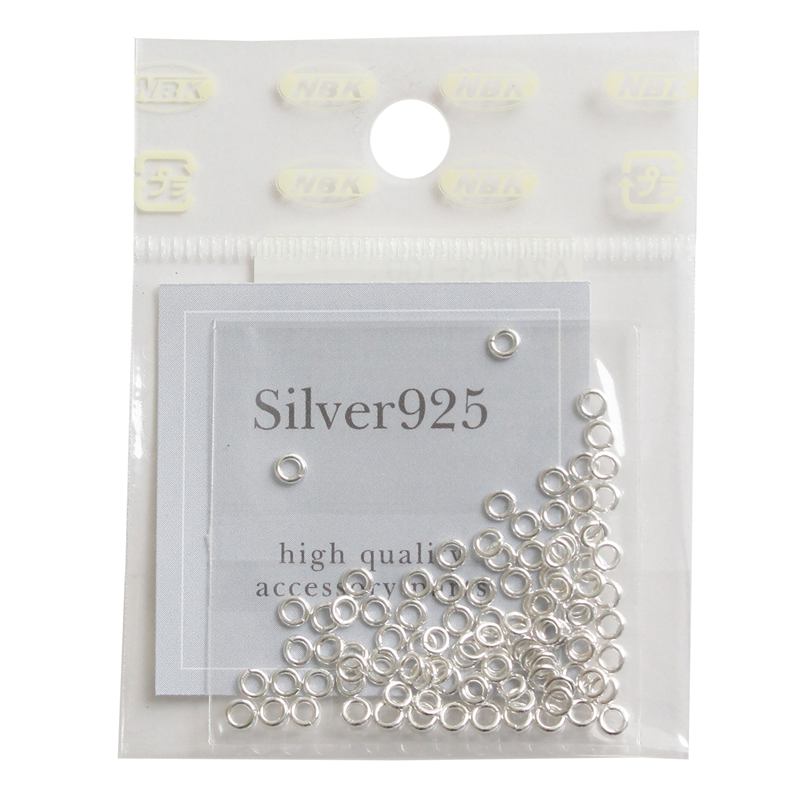 日本紐釦貿易 シルバー925 丸カン 100個 径線0.7×外径φ2.8mm シルバー A24-43-100 (ご注文単位1束)【直送品】