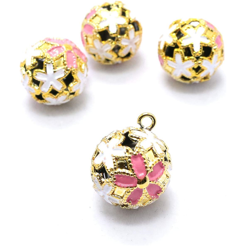 日本紐釦貿易 花鈴 桜 ピンク×白 直径17mm 10個 F6-72-10 （ご注文単位1個）【直送品】