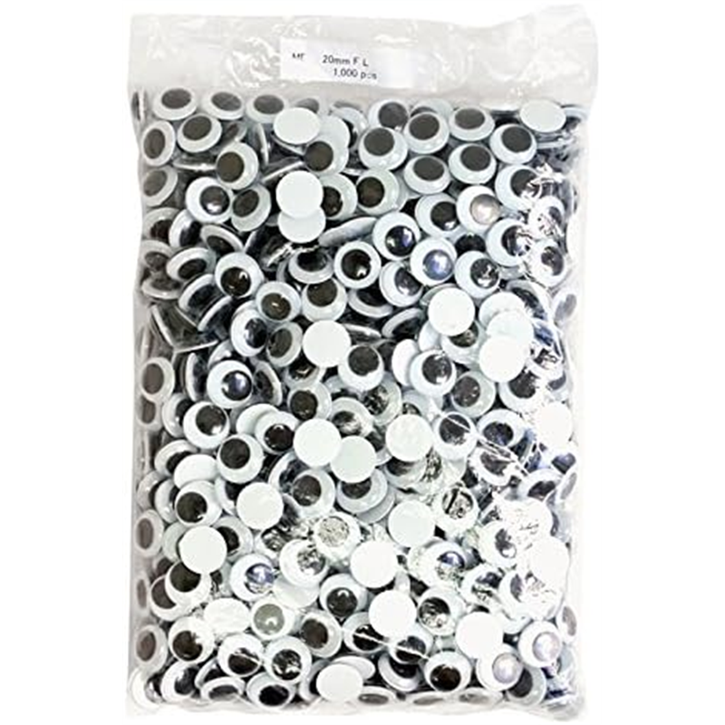 日本紐釦貿易 動眼 貼り付け 1000個入り 20mm 黒 CE111-1000 (ご注文単位1束)【直送品】
