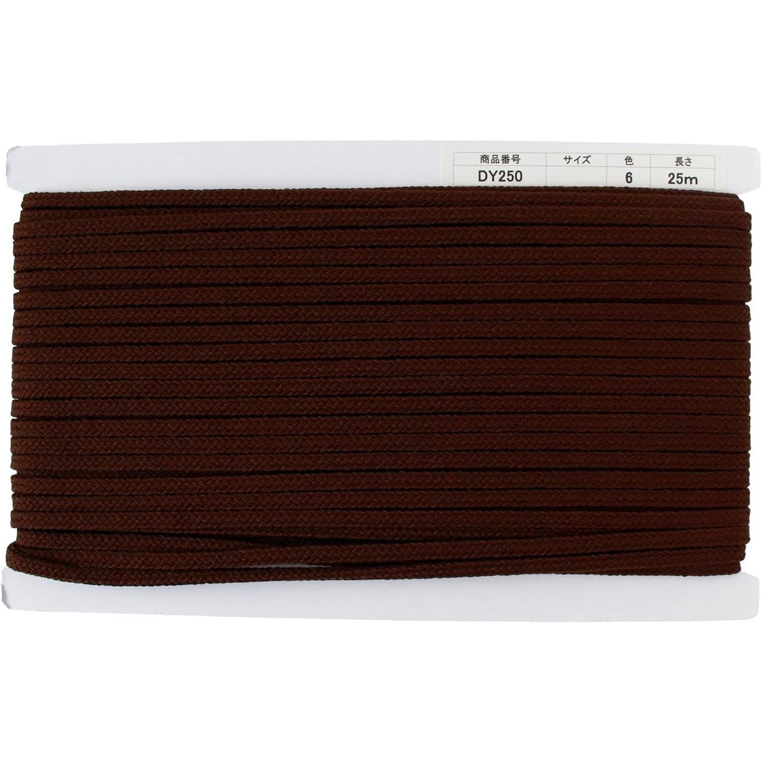 日本紐釦貿易 アクリルコード 約φ6mm×25m 焦げ茶 DY250-6 （ご注文単位1巻）【直送品】
