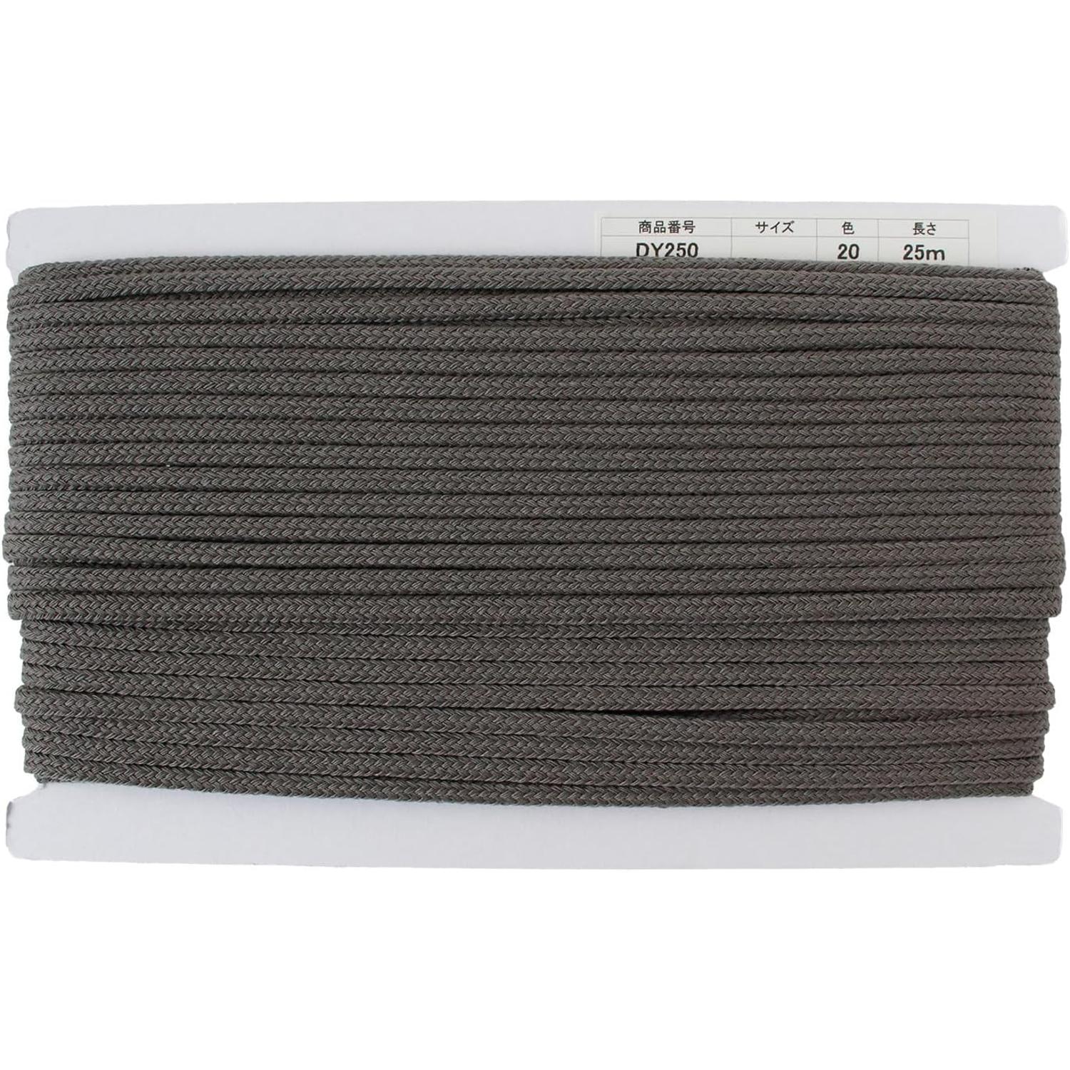 日本紐釦貿易 アクリルコード 約φ6mm×25m ダークグレー DY250-20 （ご注文単位1巻）【直送品】