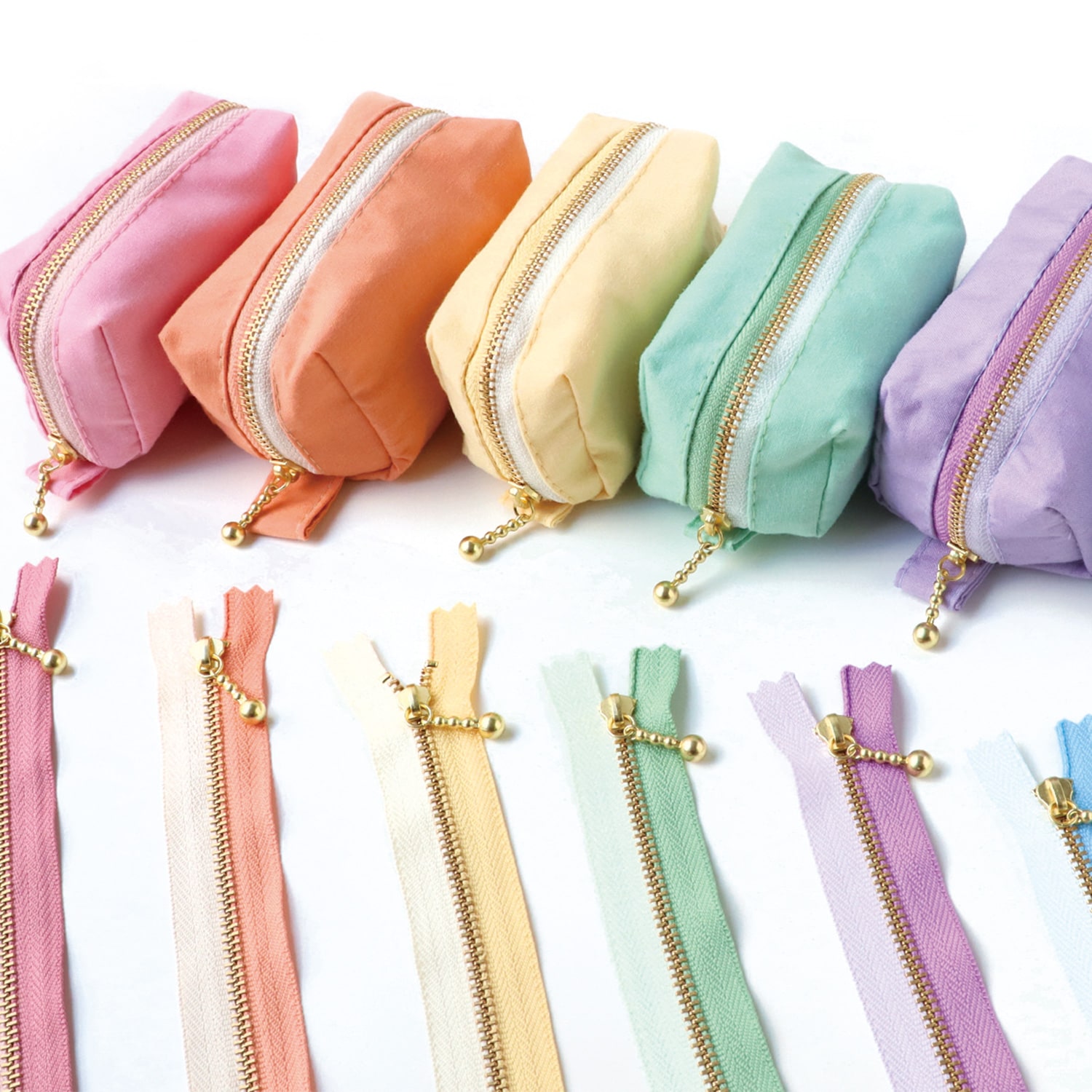 日本紐釦貿易 Y.K.K 玉付きファスナー コンビカラー 金具ゴールド 6本セット 14cm (ご注文単位1束)【直送品】