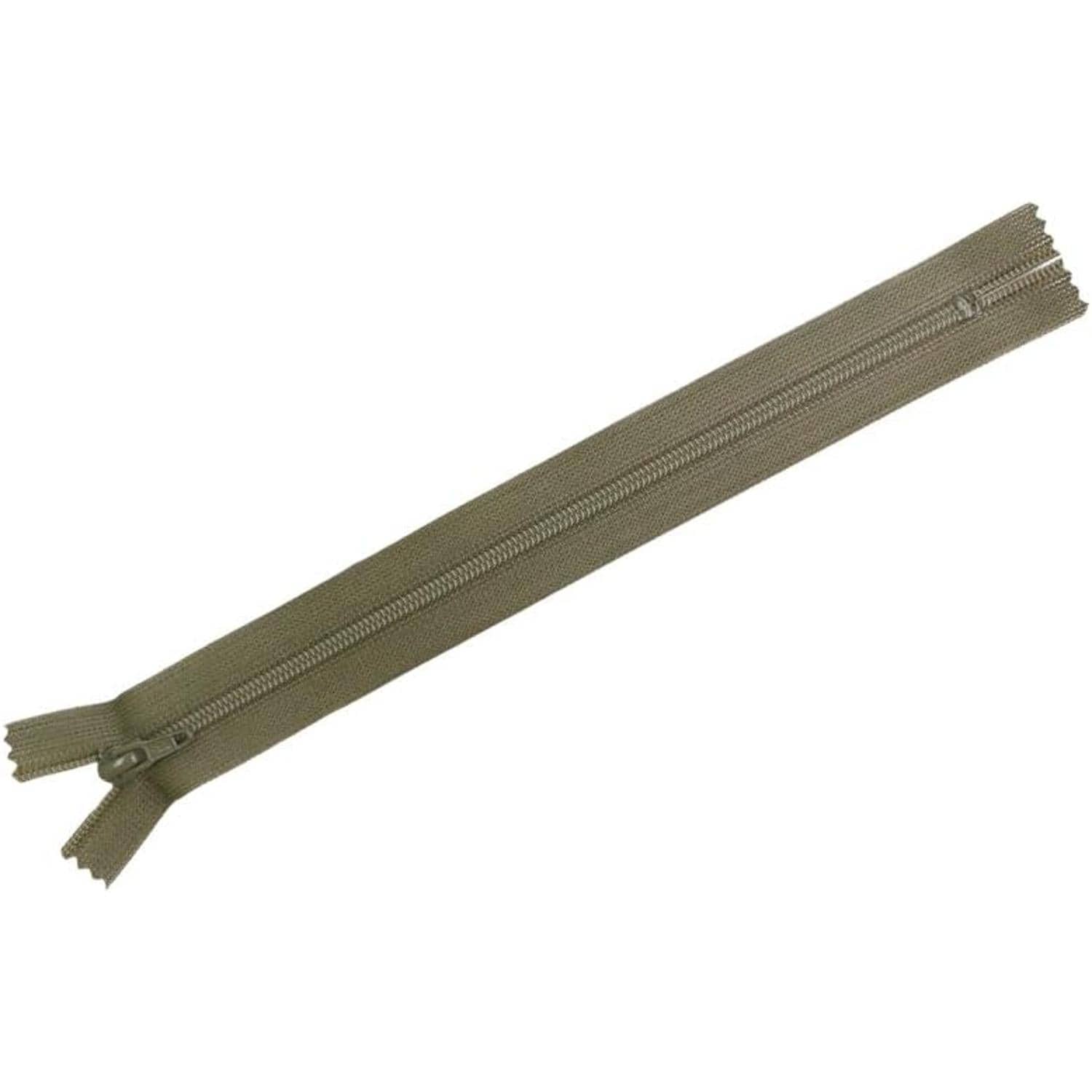 日本紐釦貿易 Y.K.K フラットニットファスナー 30cm 10本入 モスグリーン FN30-566 (ご注文単位1束)【直送品】