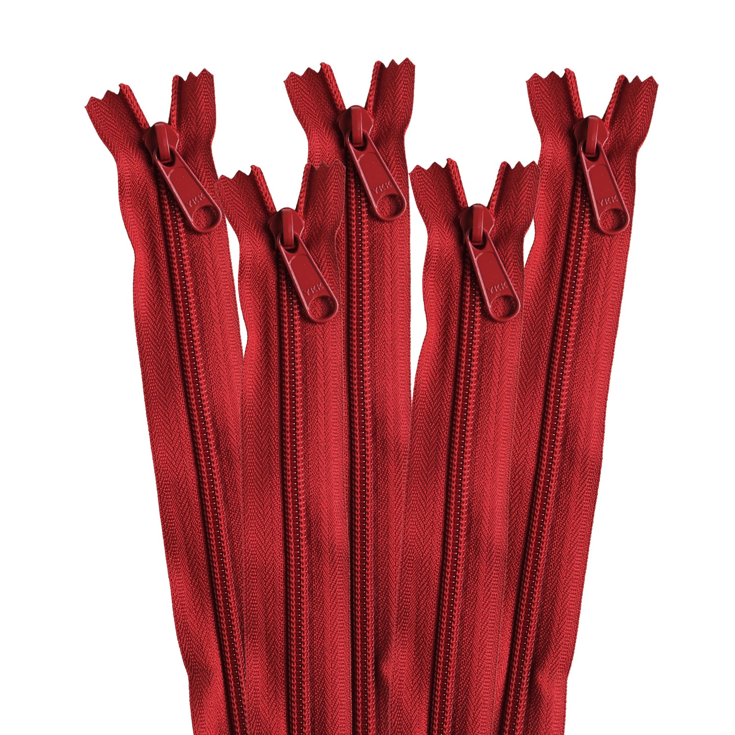 日本紐釦貿易 Y.K.K コイルファスナー 34cm 同色5本入り col.520 エンジ 5CN34-520 （ご注文単位1束）【直送品】