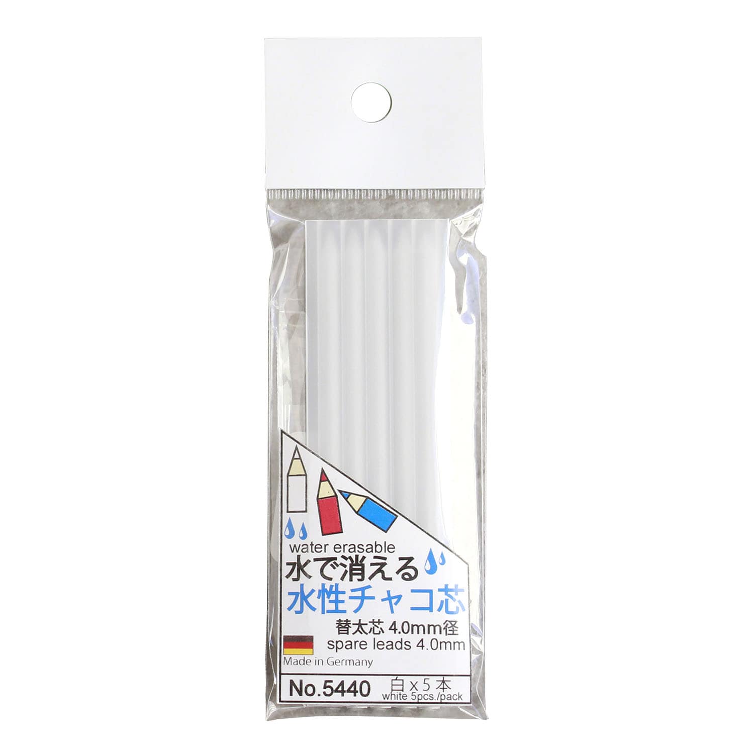 日本紐釦貿易 ノック式水性チャコ用替え芯 4.0mm芯 5本入 ホワイト SDY5440 （ご注文単位1個）【直送品】