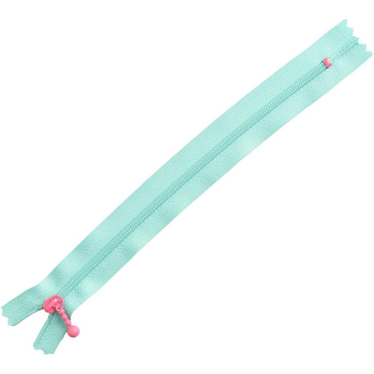 日本紐釦貿易 Y.K.K ポーチ用カラフルファスナー 5本入り 20cm ミントグリーン×ピンク 3CF20-CO8 (ご注文単位1束)【直送品】