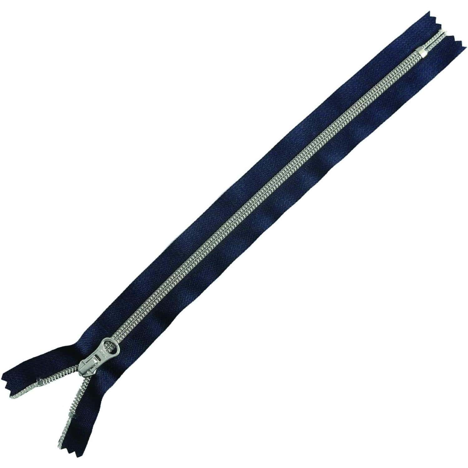 日本紐釦貿易 Y.K.K メタリオン片開きファスナー 紺×シルバー 30cm 3本 5CM30-2S （ご注文単位1束）【直送品】