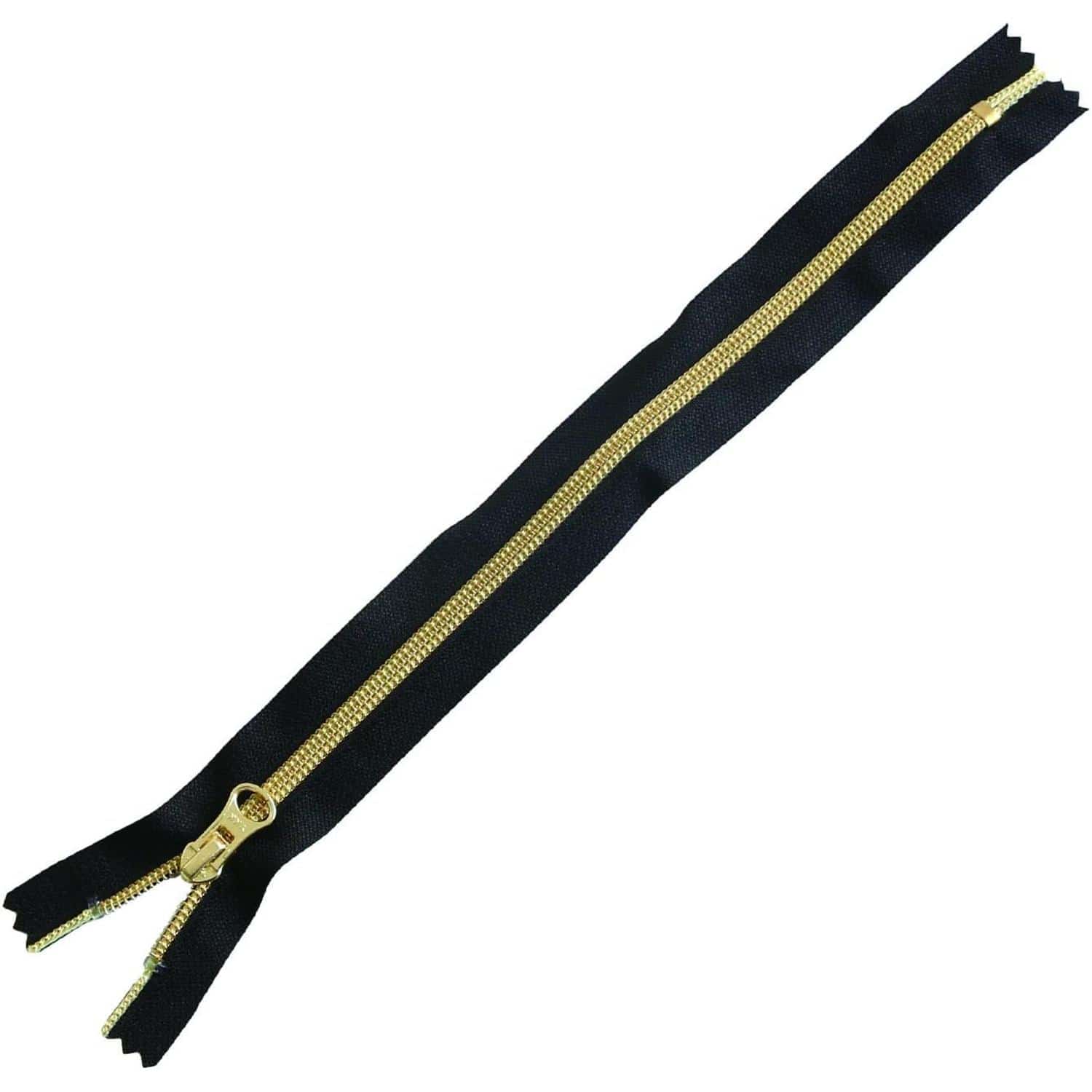 日本紐釦貿易 Y.K.K メタリオン片開きファスナー 黒×ゴールド 30cm 3本 5CM30-1G （ご注文単位1束）【直送品】