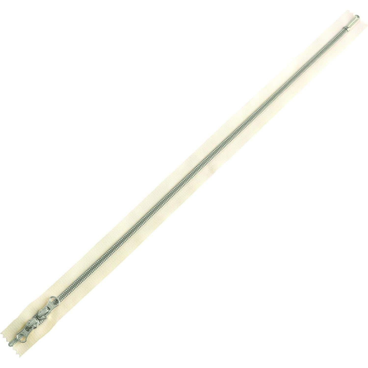 日本紐釦貿易 Y.K.K メタリオン両開きファスナー 生成×シルバー 50cm 1本 5CM50-3S （ご注文単位1束）【直送品】