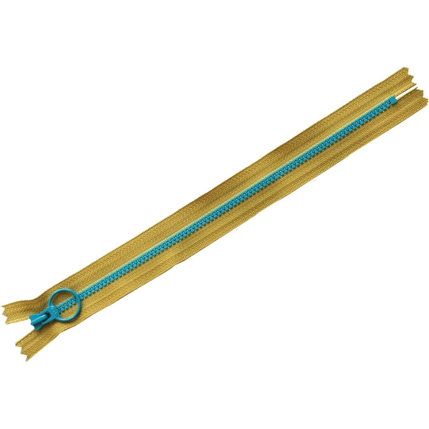 日本紐釦貿易 Y.K.K コンビファスナー カーキ×ブルーグリーン 25cm 5本入 3VSC25-297 (ご注文単位1束)【直送品】