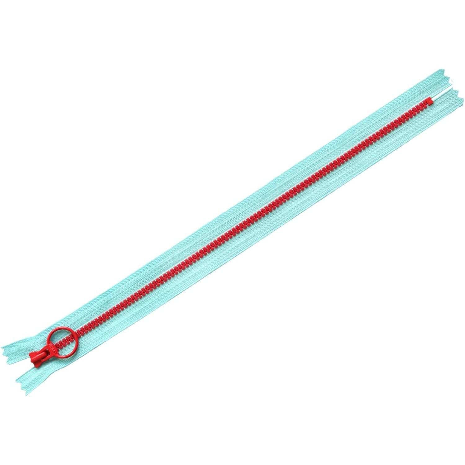 日本紐釦貿易 Y.K.K コンビファスナー ライトブルー×レッド 30cm 5本入 3VSC30-290 (ご注文単位1束)【直送品】