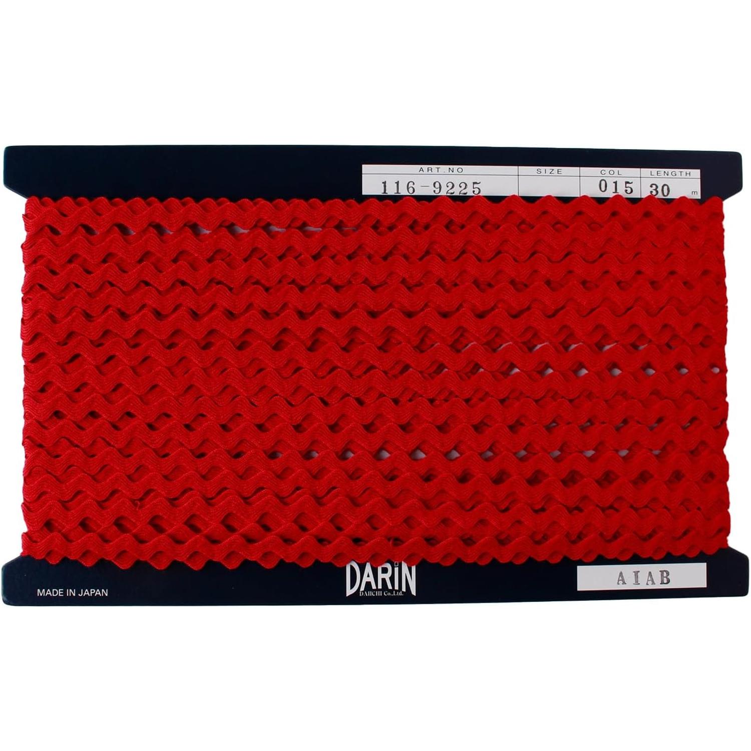 日本紐釦貿易 アクリル 山道テープ 巾約5mm×30m巻 赤 DAI116-9225-015 （ご注文単位1巻）【直送品】
