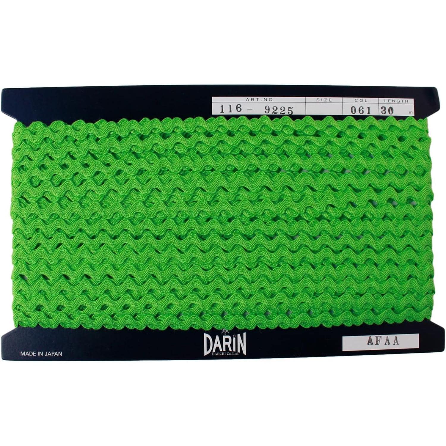 日本紐釦貿易 アクリル 山道テープ 巾約5mm×30m巻 黄緑 DAI116-9225-061 （ご注文単位1巻）【直送品】