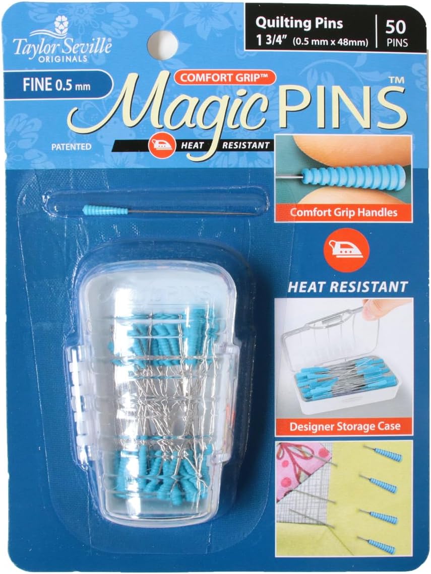 日本紐釦貿易 テイラーセビリア(Taylor Seville) Magic PINS キルティング向け 極細 ケース付 0.5mm×48mm 50本入 TY-04164 （ご注文単位1個）【直送品】