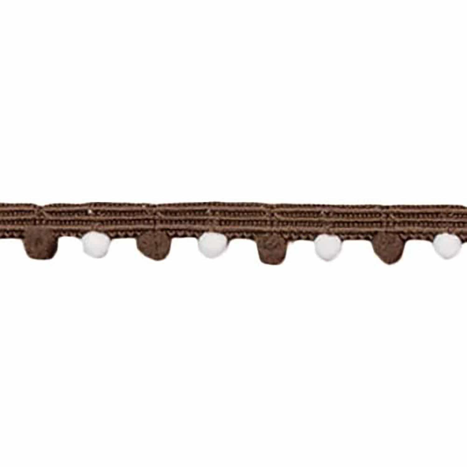 日本紐釦貿易 ツートンプチボンボンブレード 茶×ホワイト 13mm×5m巻 DAI114-93-6 (ご注文単位1巻)【直送品】