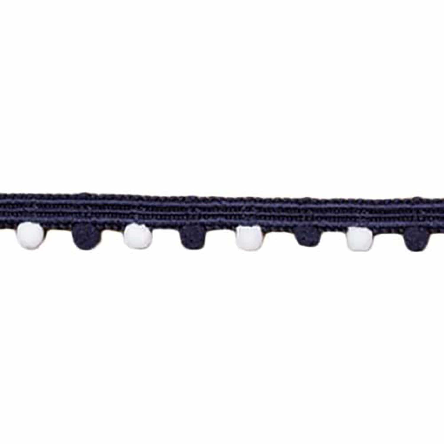 日本紐釦貿易 ツートンプチボンボンブレード 紺×ホワイト 13mm×5m巻 DAI114-93-7 (ご注文単位1巻)【直送品】