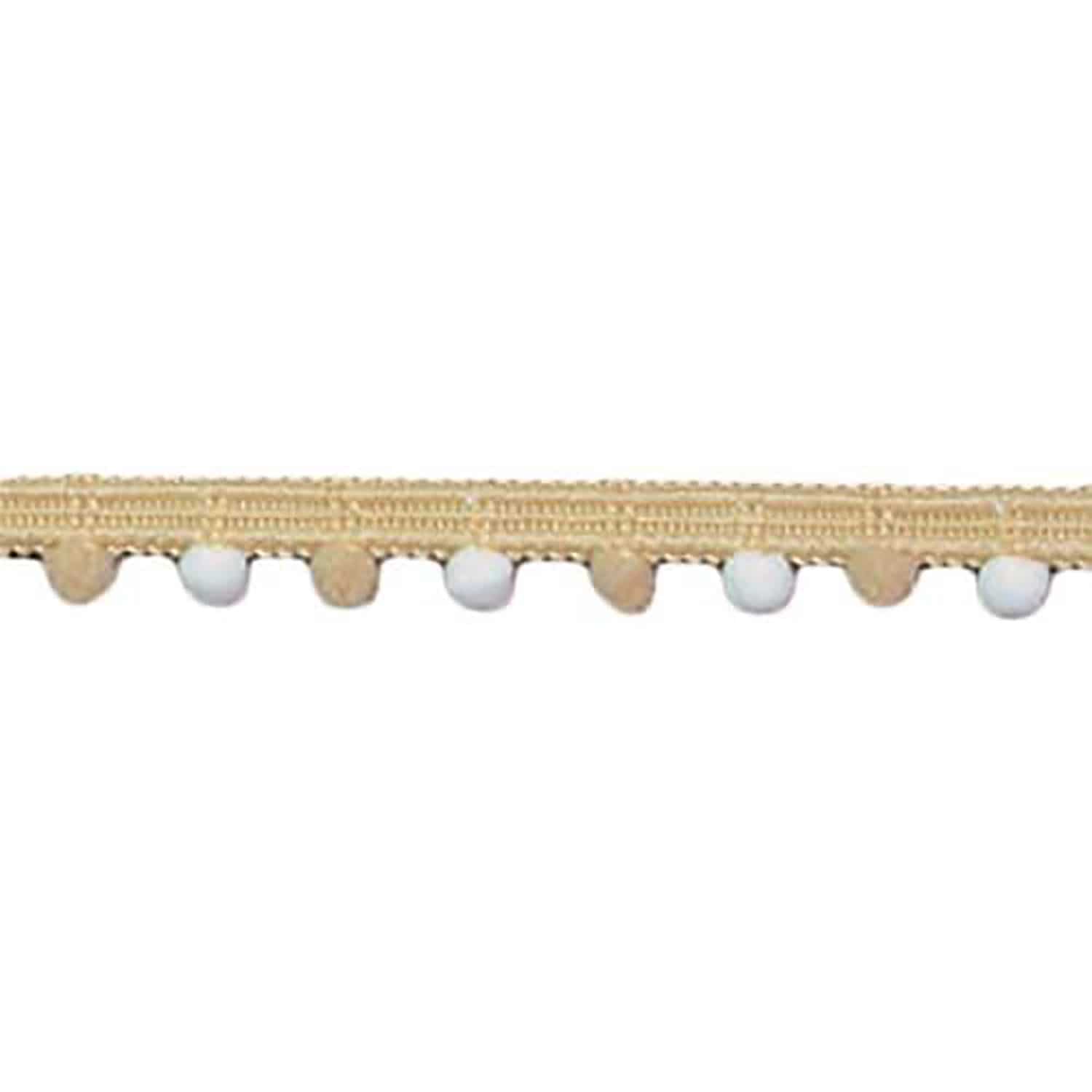 日本紐釦貿易 ツートンプチボンボンブレード ベージュ×ホワイト 13mm×5m巻 DAI114-93-13 (ご注文単位1巻)【直送品】