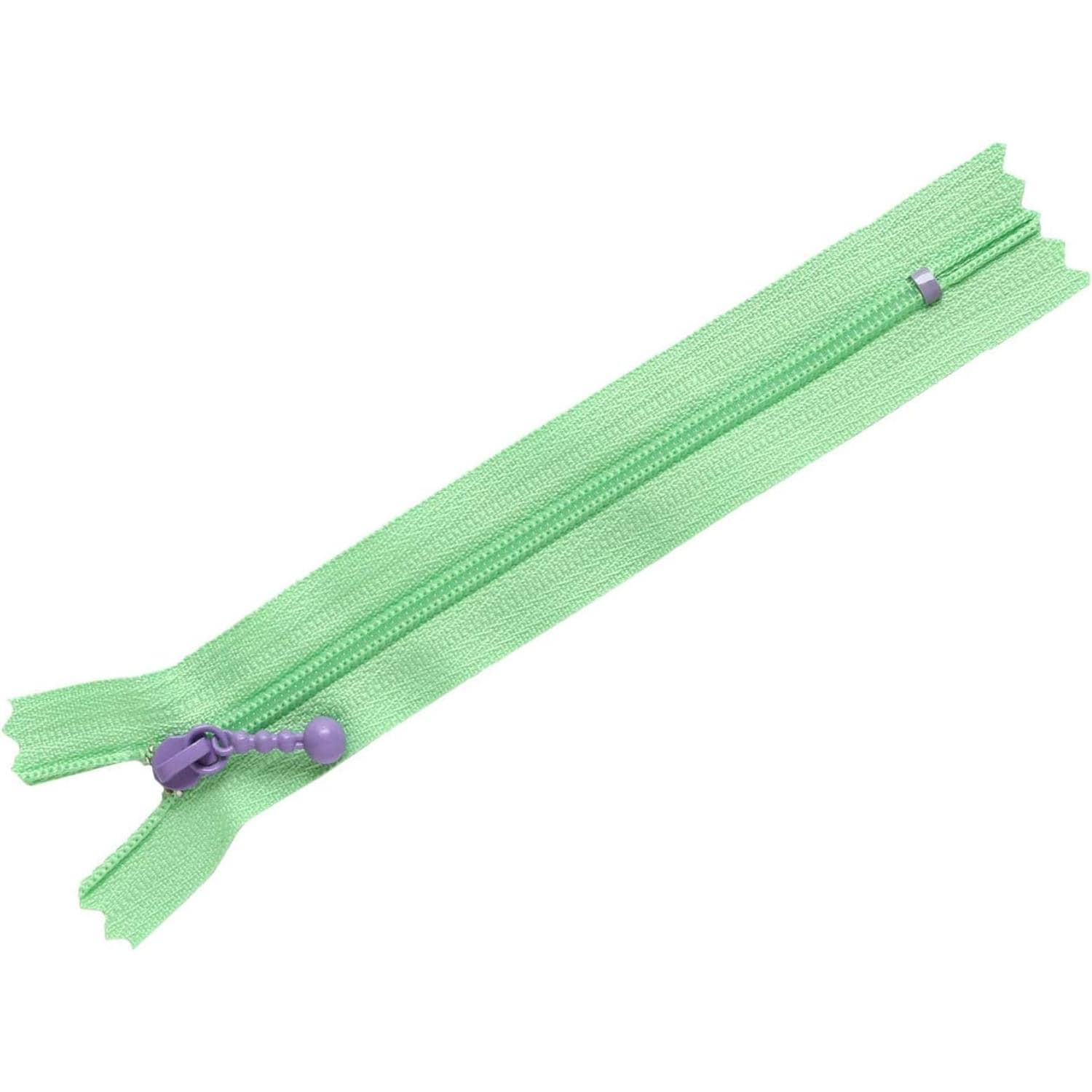 日本紐釦貿易 Y.K.K ポーチ用カラフルファスナー ライトグリーン×パープル 14cm 5本 3CF14-CO20 （ご注文単位1束）【直送品】